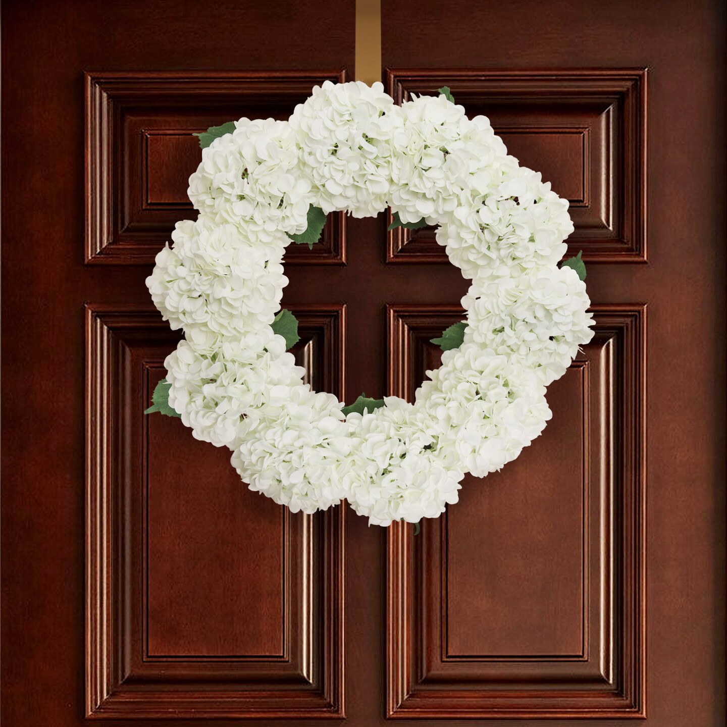 2-Pack: 24&#x22; White Hydrangea Wreath with Grapevine Ring by Floral Home&#xAE;