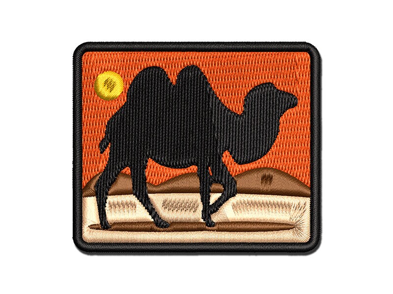 Camel Dromedary Silhouette Multi-Color Embroidered Iron-On or Hook &#x26; Loop Patch Applique