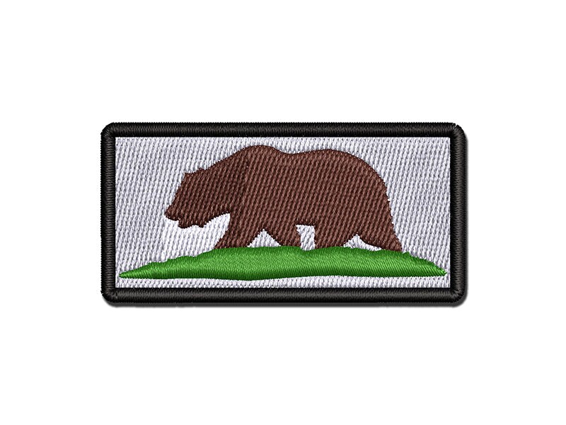 California Flag Bear Solid Multi-Color Embroidered Iron-On or Hook &#x26; Loop Patch Applique