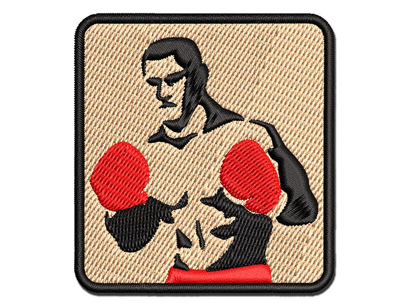 Boxer Man with Boxing Gloves Pugilist Multi-Color Embroidered Iron-On or Hook &#x26; Loop Patch Applique