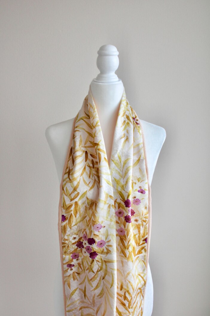 Handmade Japanese Kimono Silk Scarf Vintage Unique Gift for Her