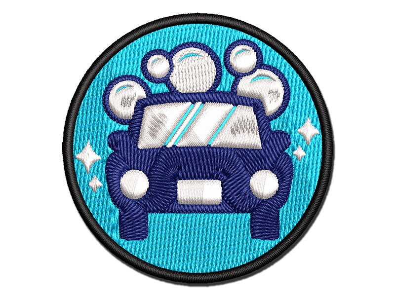 Car Wash Multi-Color Embroidered Iron-On or Hook &#x26; Loop Patch Applique