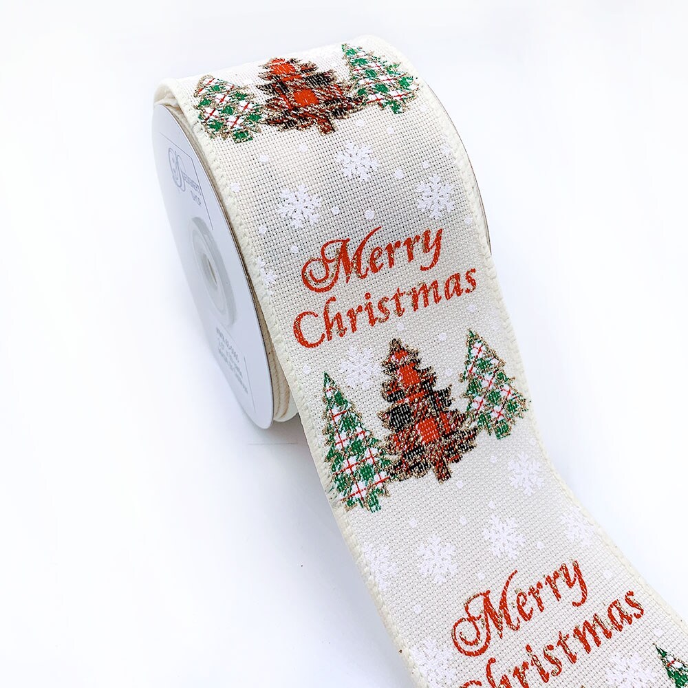 Designer's Shop Holiday Burlap wired edge ribbon 2.5” x 10 yard