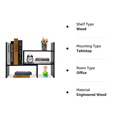 Hossejoy Wood Adjustable Desktop Storage Organizer Display Shelf