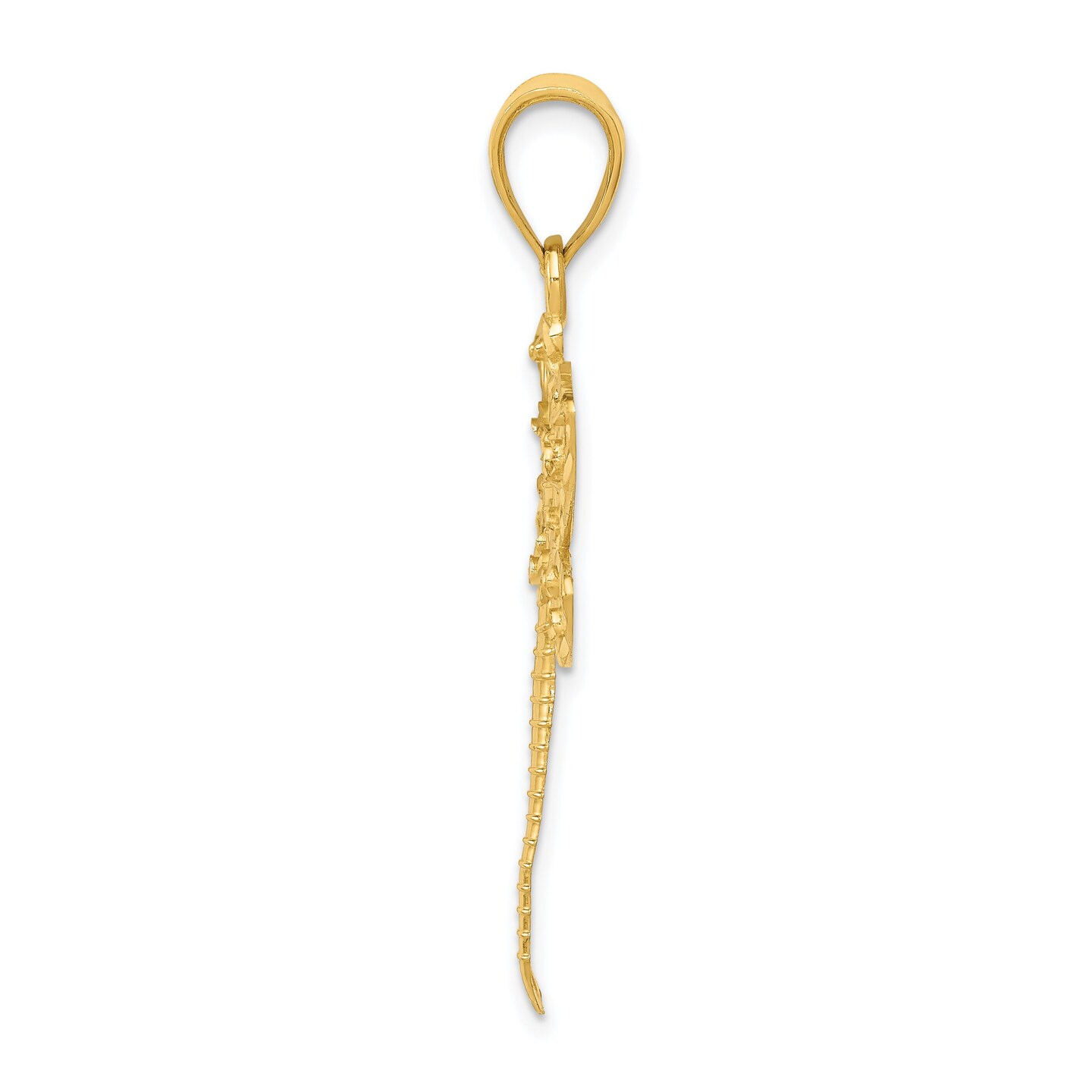 14K Gold Diamond Cut Dragonfly Charm Pendant Jewelry 37 x 38.5 mm