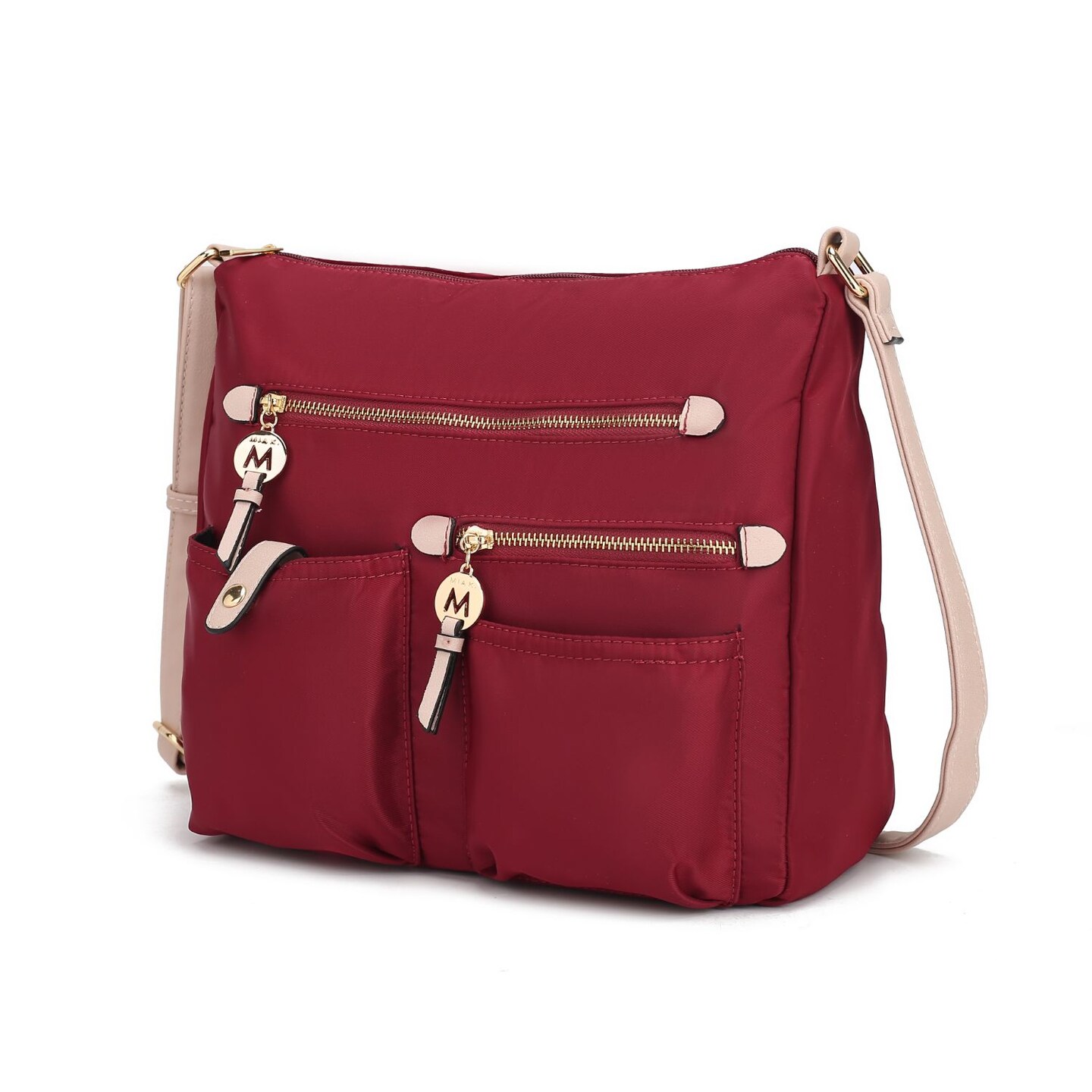 M red nylon crossbody bag