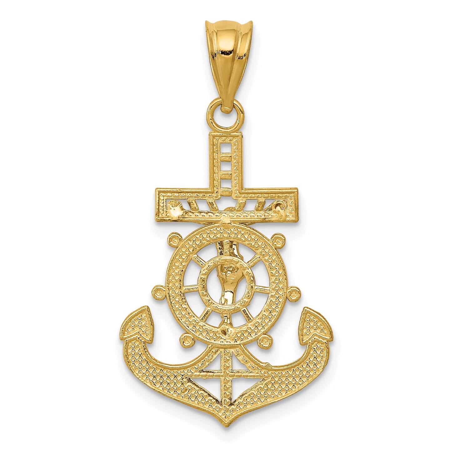 14K Two Tone Gold Diamond Cut Mariners Cross Pendant Charm Jewelry 30 x 17  mm Michaels