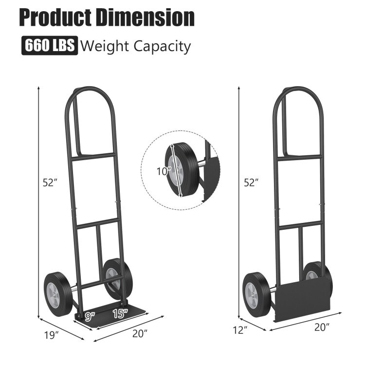 Multi-functional Foldable Metal Hand Truck with 10 Inch Wheels Suitable for All Terrains