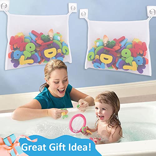 Bath Toy Organizer 2 Strong Suction Hooks Mesh Bathtub Toy Holder Bathroom  Or Shower Caddy Multiuse Net Bags