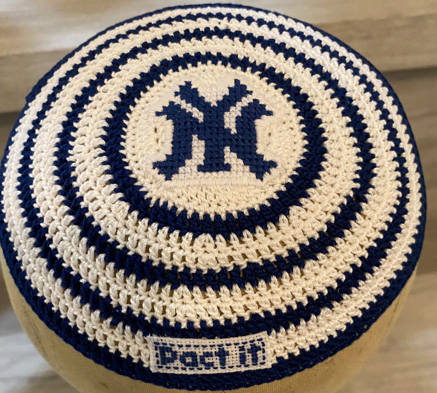 Kippah Michigan University Maryland Miami U Conn yarmulke or any school crocheted top and sewn on cross stitch logo. Always CUSTOM crocheted.