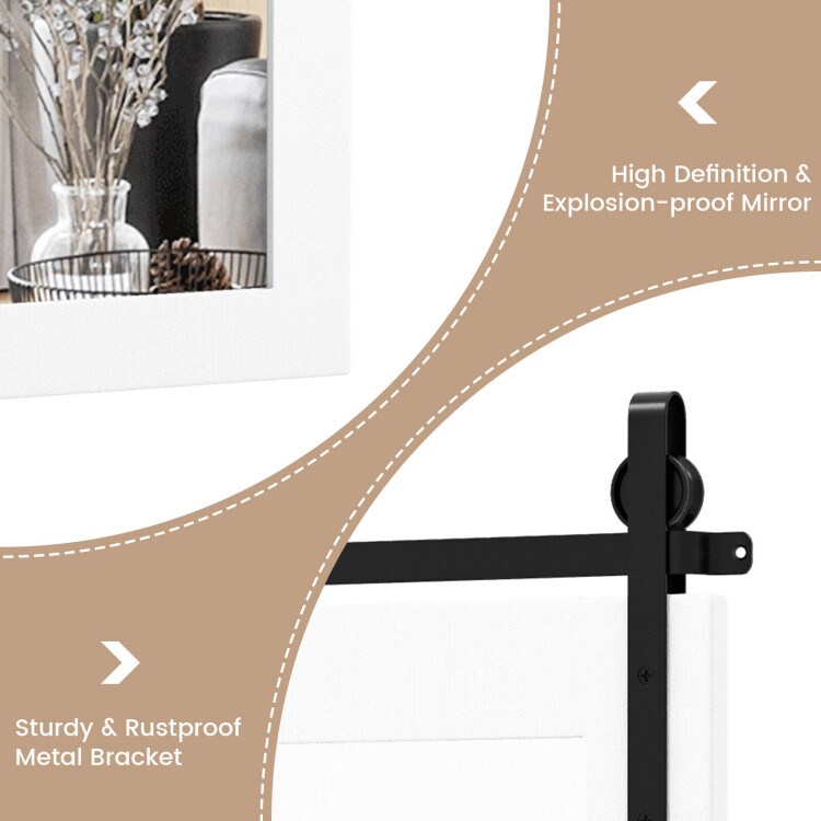 30 x 22 Inch Wall Mount Mirror with Wood Frame-White