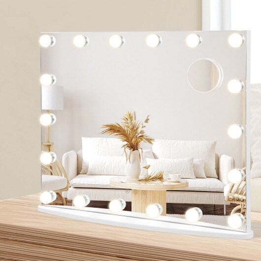 Vanity Mirror with 18 Dimmable LED Bulbs and 3 Color Lighting Modes- White