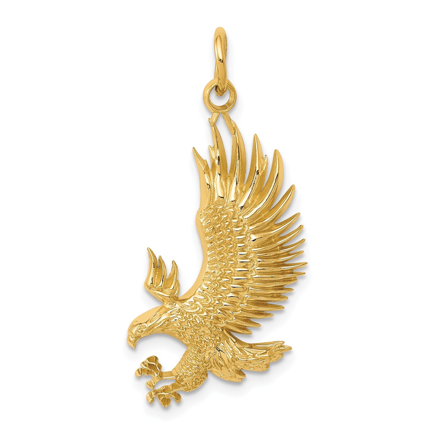 14K Gold American Bald Eagle Charm Pendant Jewelry 35.5 x 15 mm