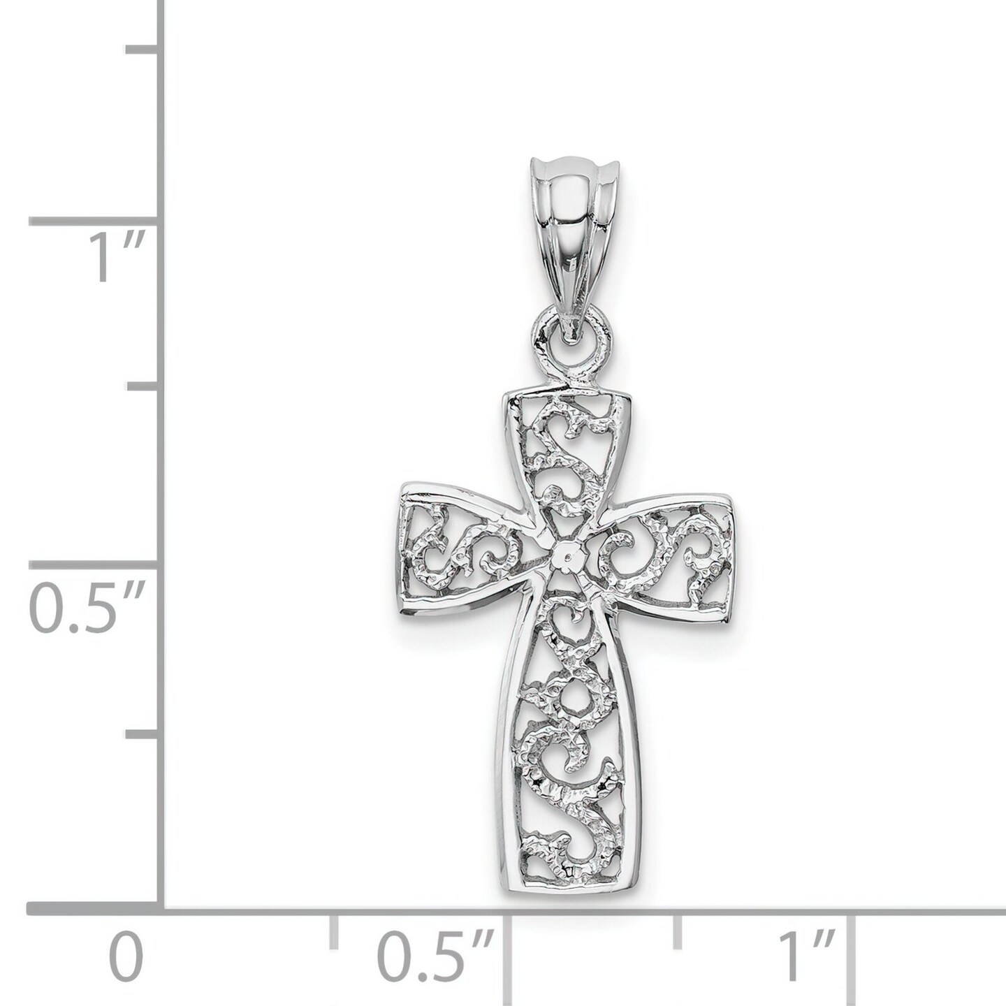14K White Gold Cross Pendant Charm Jewelry Religious 28mm x 13mm