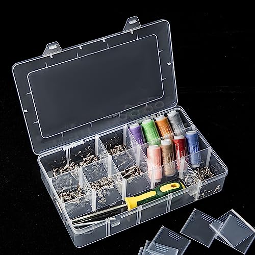 2 Pieces 15 Large Grids Clear Plastic Jewelry Box Organizer Storage Container with Removable Dividers