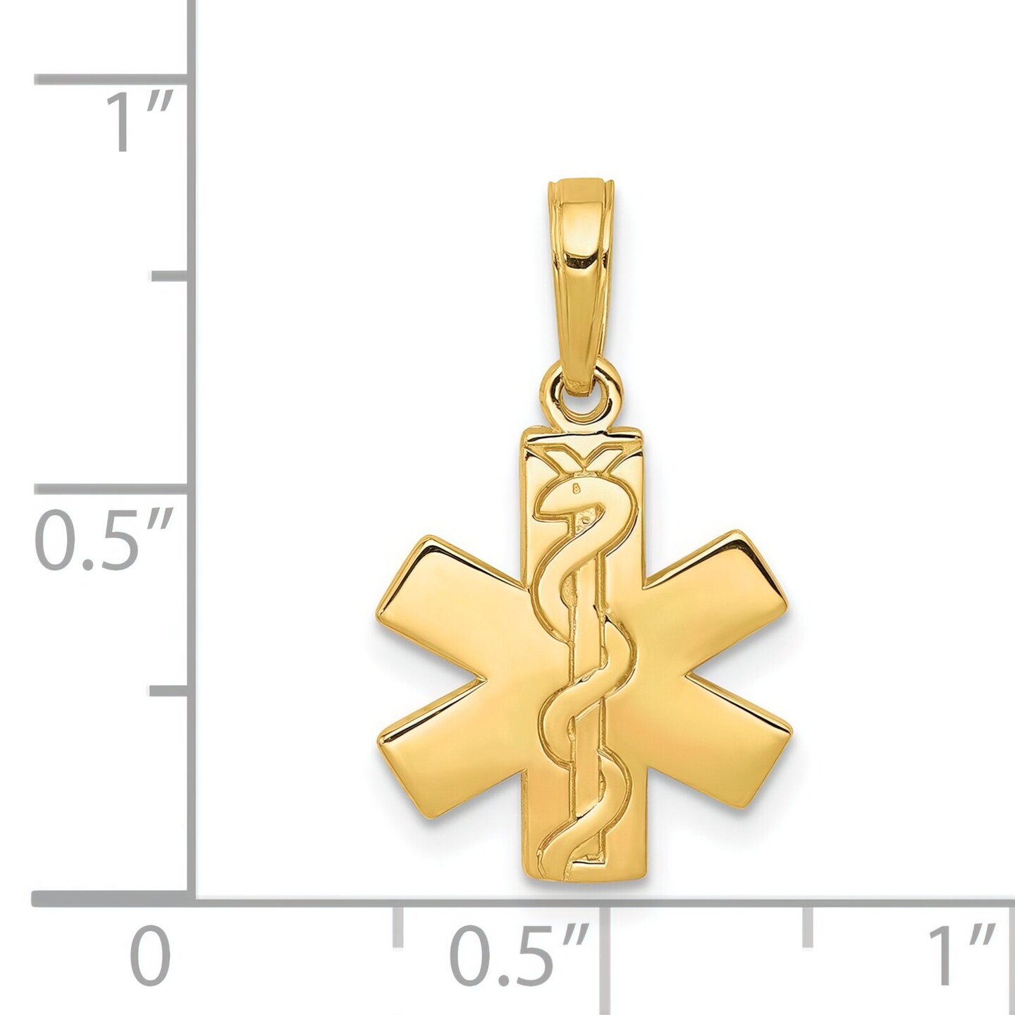 14K Gold Paramedic/Emt Symbol Pendant Charm Jewelry 21 x 13 mm