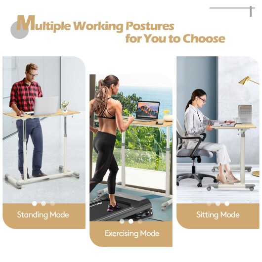 Height Adjustable Computer Standing Desk with 4 Universal Casters and I Shaped Base
