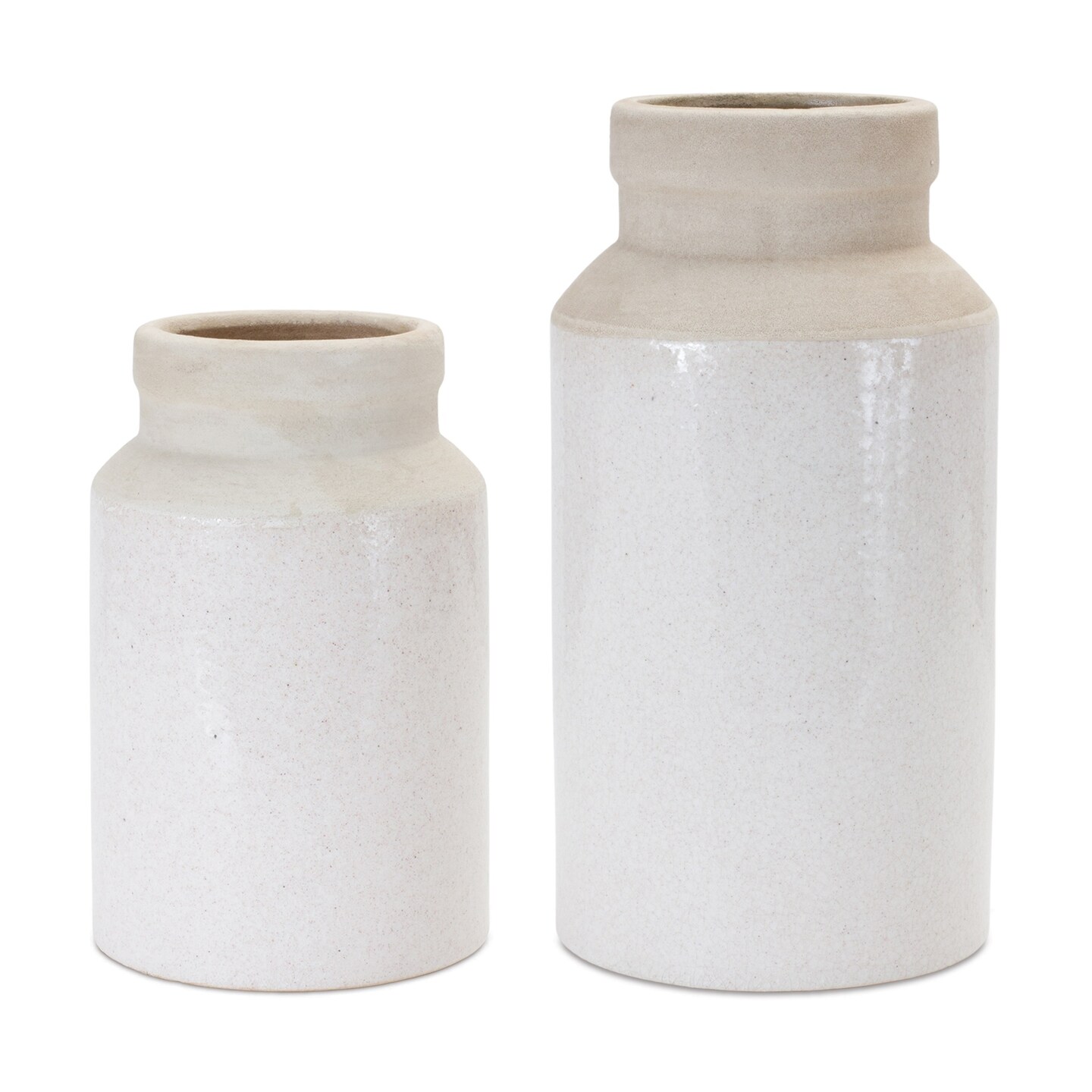 Melrose Two Tone Ceramic Vases - 12&#x22; - White - Set of 2