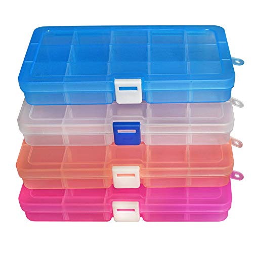  DUOFIRE Plastic Organizer Container Storage Box Adjustable  Divider Removable Grid Compartment for Jewelry Beads Earring Tool Fishing  Hook Small Accessories(18 grids, Pink X 2) : Arts, Crafts & Sewing