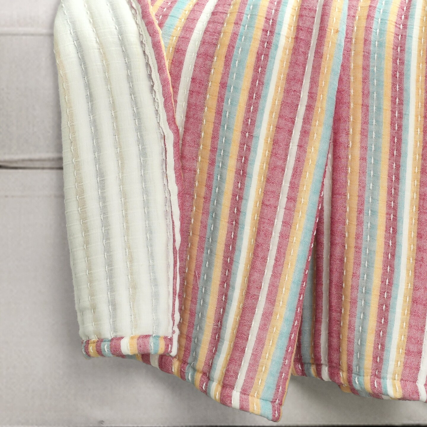 Tracy Stripe Kantha Pick Stitch Yarn Dyed Cotton Woven Throw