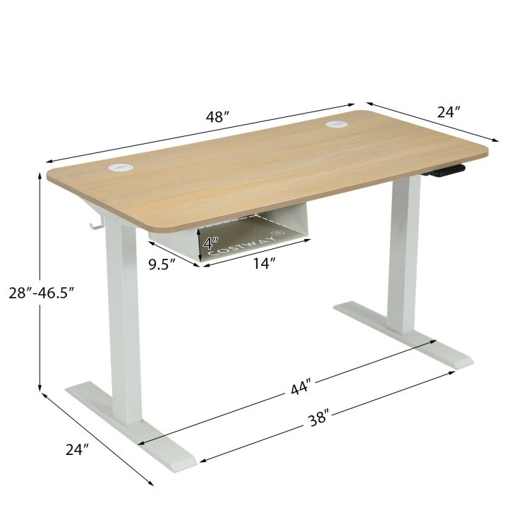 48 Inches Electric Standing Height Adjustable Computer Desk with USB Port and Cable Management tray