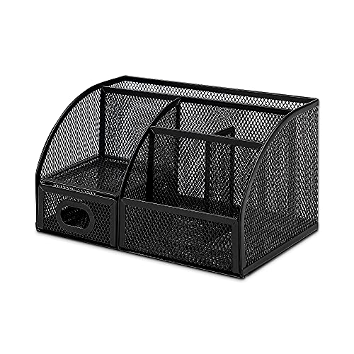 Amazon Basics Mesh Pen Holder and Organizer, Black, ‎9.1" x 5.9" x 5.5''