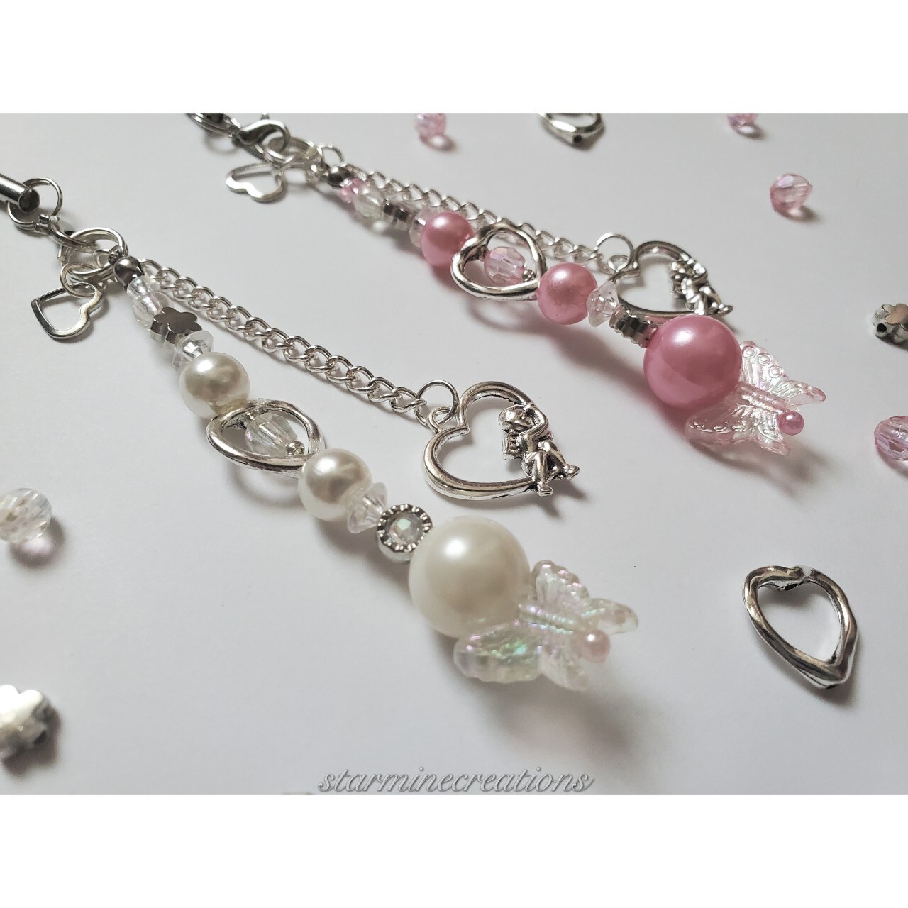 Pearly Angels Phone Strap ~ Beaded Keychain Charm Cute Girly Alt Coquette  Kawaii Y2k Aesthetic