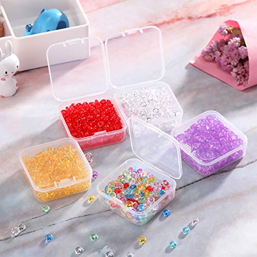 12 Pack Clear Plastic Beads Storage Containers Box with Hinged Lid for Beads and More (3.3 x 3.3 x 1.2 Inch)