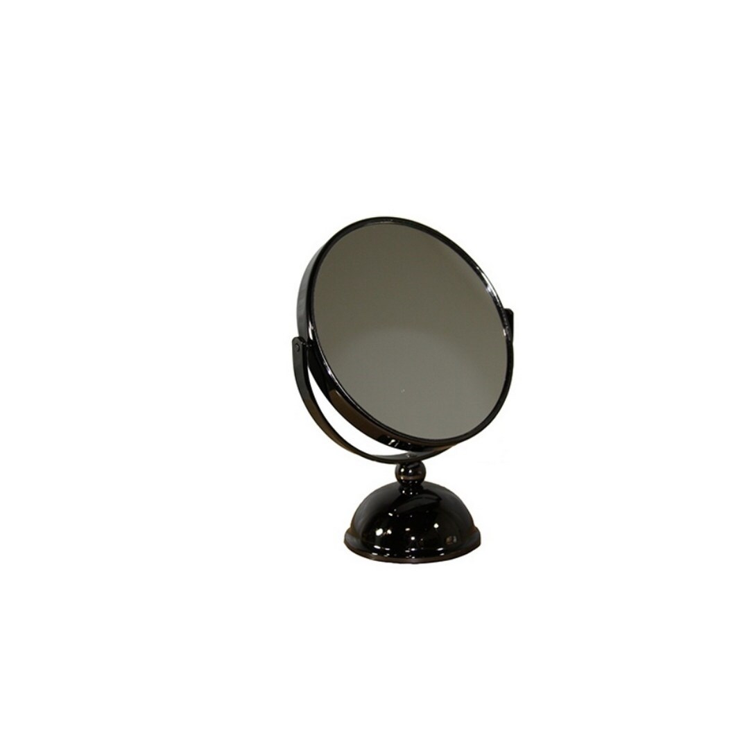 5.5&#x22; Diameter Chrome Make-Up Mirror, x3 magnification, Black finish
