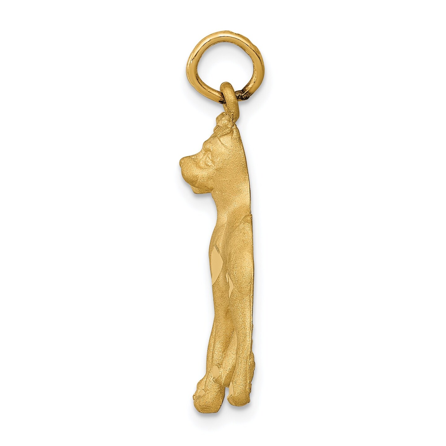 14K Yellow Gold Diamond-Cut Boxer Dog Charm Pendant Jewerly 30mm x 14mm