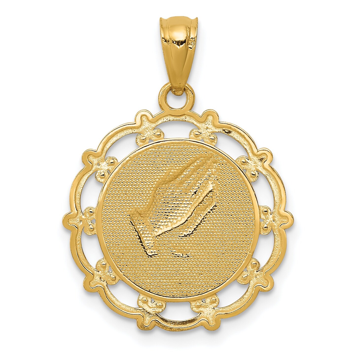 14K Two Tone Gold Baptism Pendant Charm Religious Jewelry 18 x 16 mm