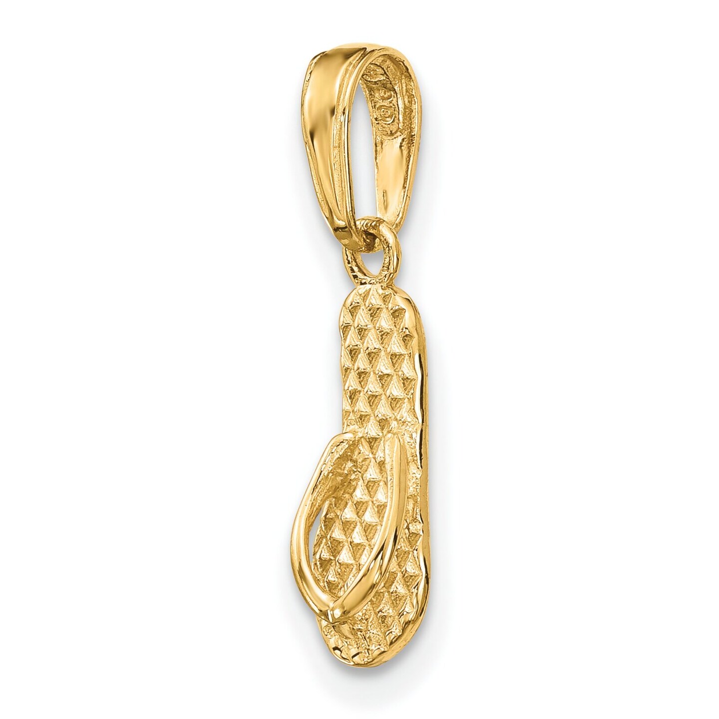 14K Gold Polished Hawaii Flip-Flop Pendant Jewelry 20.3mm x 5.7mm