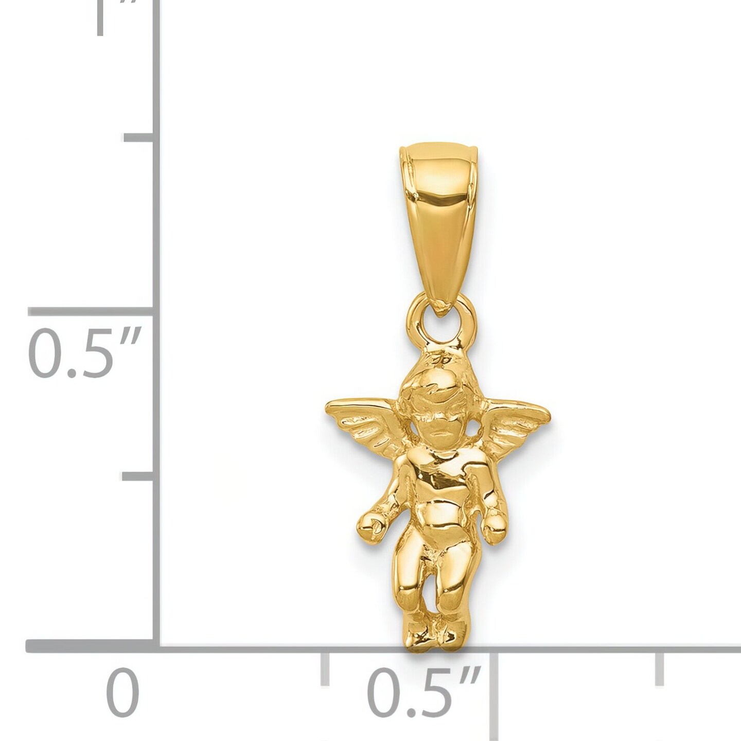 14K Gold Small Guardian Angel Pendant Charm Jewelry 19 x 9 mm