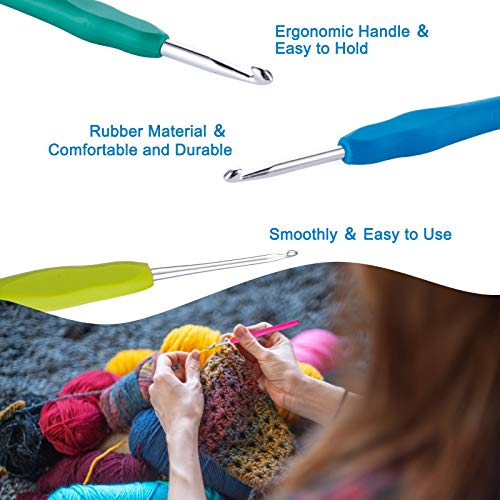 Ommi Ergonomic Handle Crochet Hooks, Handcrafted 7'' Teak Wood Crochet Hook, Knitting Needle, Craft Yarn Weave