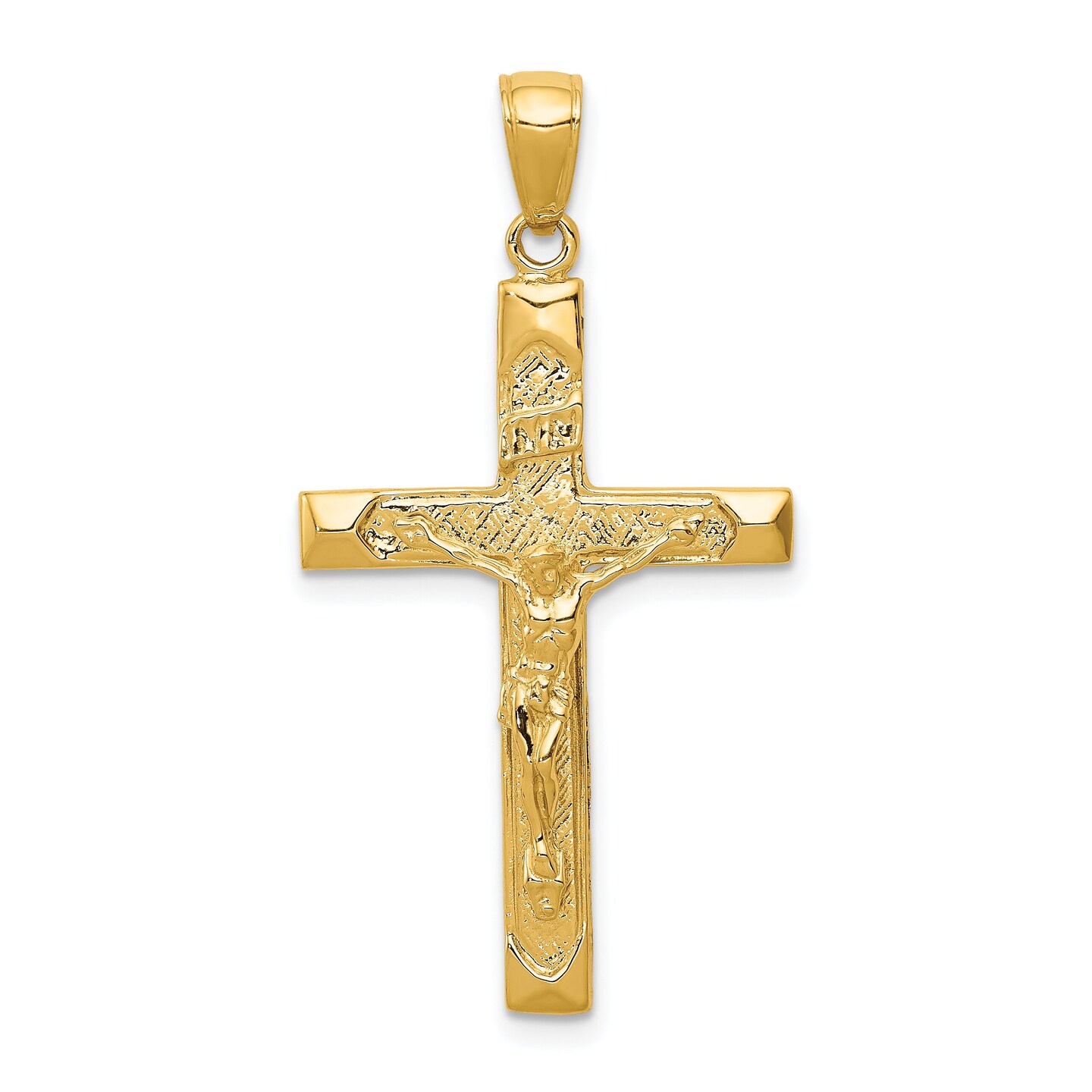 14K Gold Crucifix Pendant Charm Jewelry 38 x 20mm