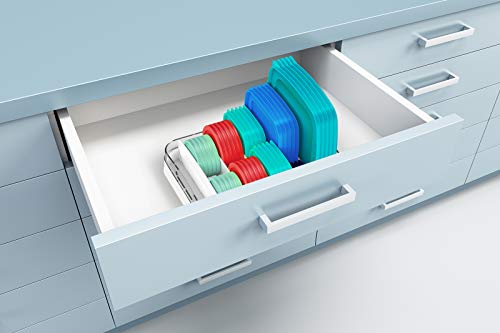 EVERIE Food Container Lid Organizer Compatible with 12&#x27;&#x27; Deep Cabinets, GS01 (White)
