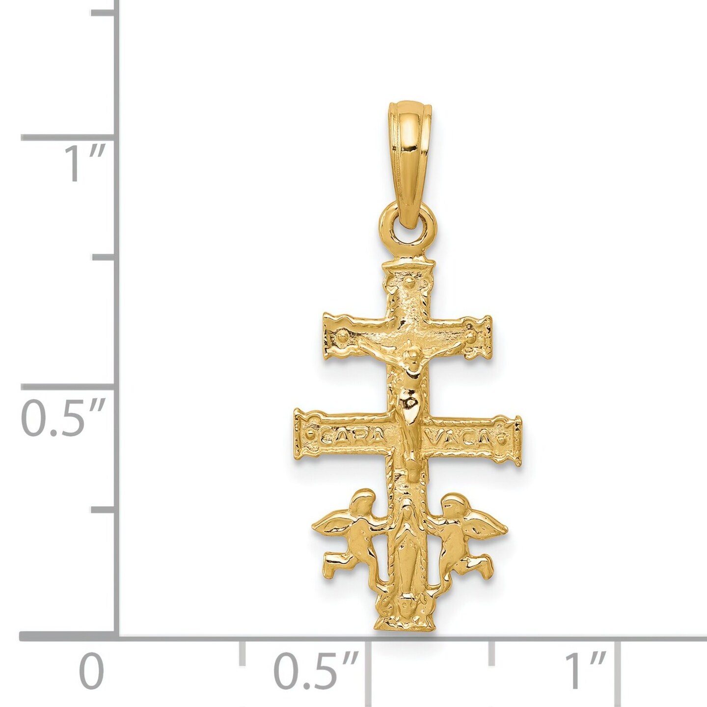 14K Yellow Gold Caravaca Cross Pendant Charm Jewelry