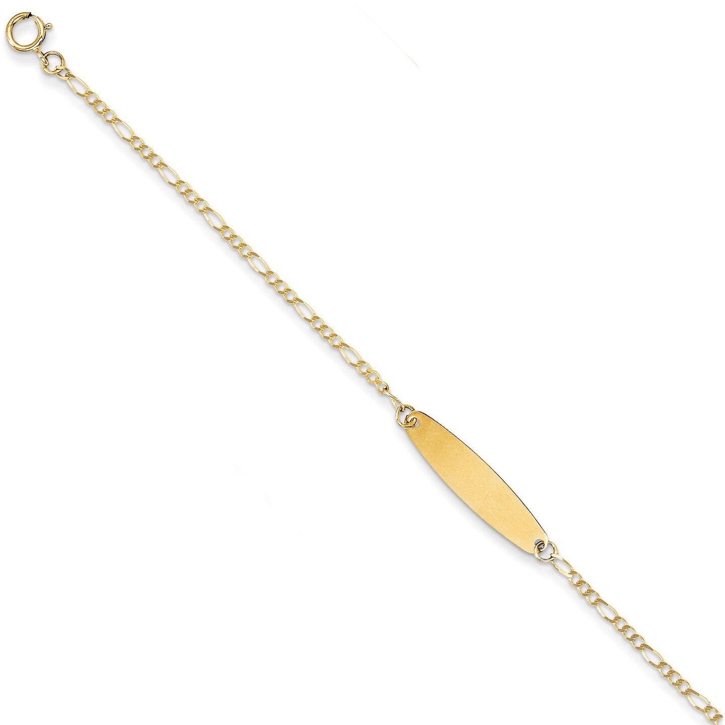 14K Gold Childrens Oval ID Figaro Bracelet Jewelry 6&#x22;