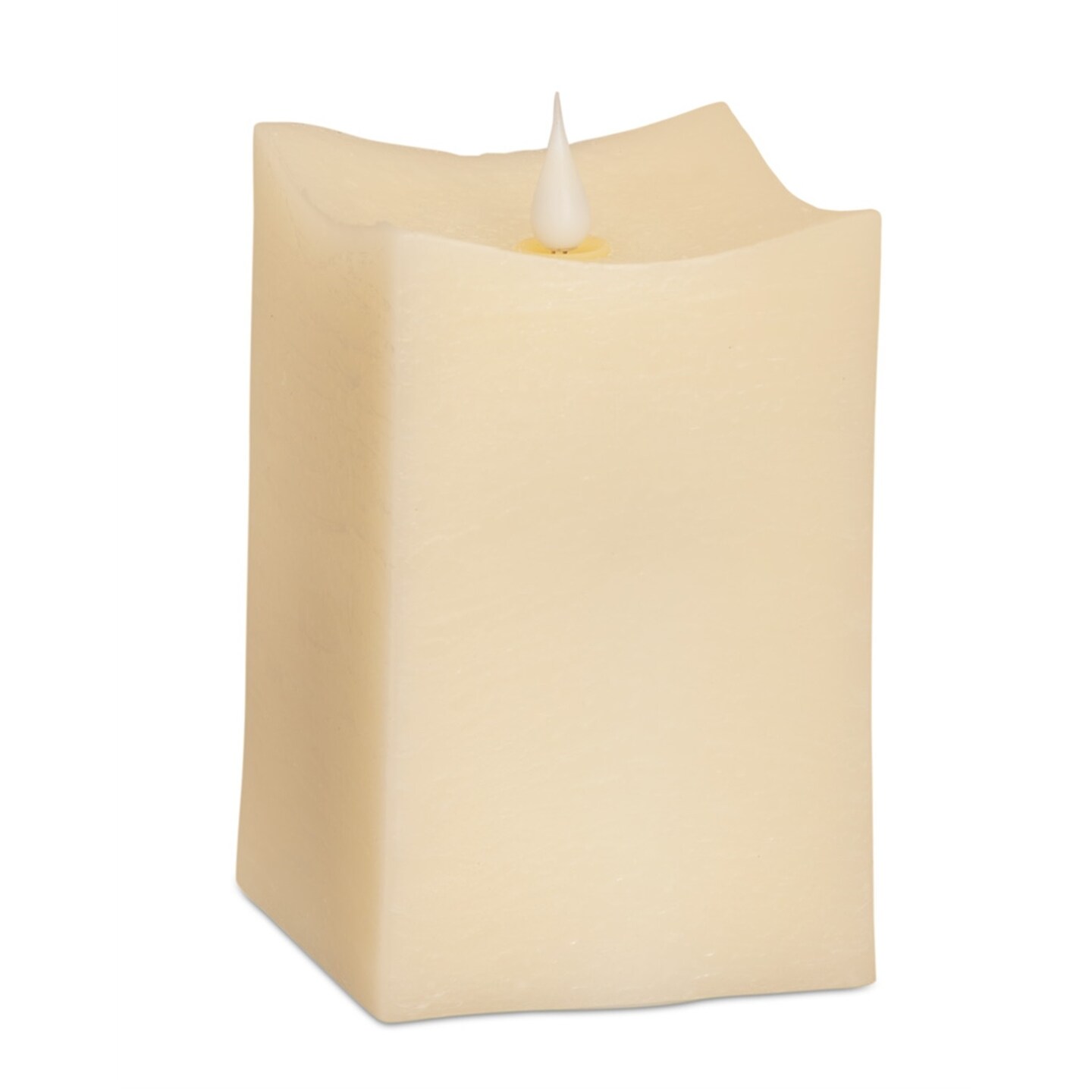 Melrose Set of 2 Simplux Squared Neutral Toned LED Candles with Moving Flame 5&#x22;