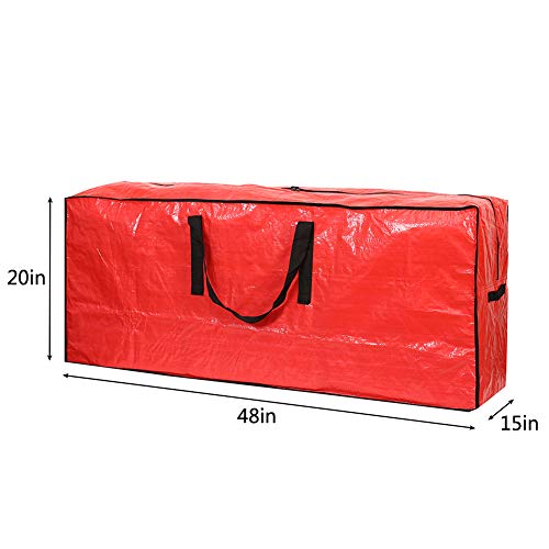 Christmas Tree Storage Bag - Fits Up to 7.5 ft Holiday Xmas Disassembled Trees with Durable Reinforced Handles & Dual Zipper - Waterproof Material Protects from Dust,Moisture(Red)