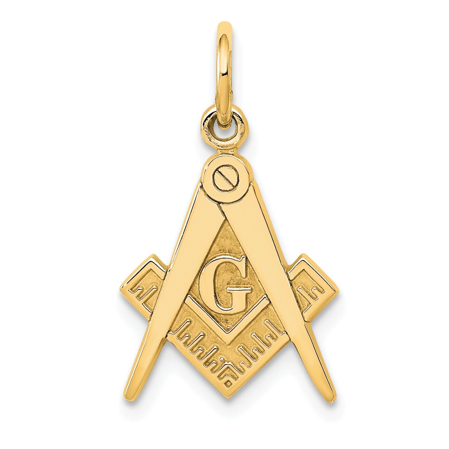 14K Yellow Gold Free Mason Symbol Charm Masonic Pendant Jewerly 20mm x 11mm