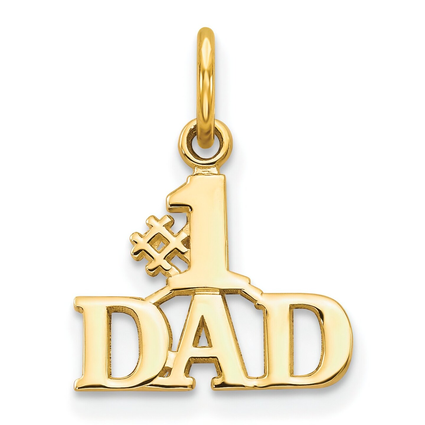 14K Yellow Gold #1 Dad Charm Father Daddy Pendant Jewerly 17mm x 13mm