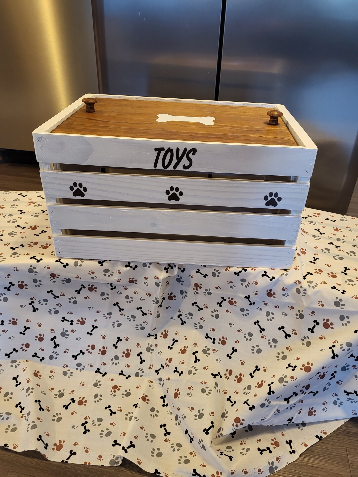 Wooden Dog Toy Storage Box, Dog Toy Bin Dog Toy Organizer with