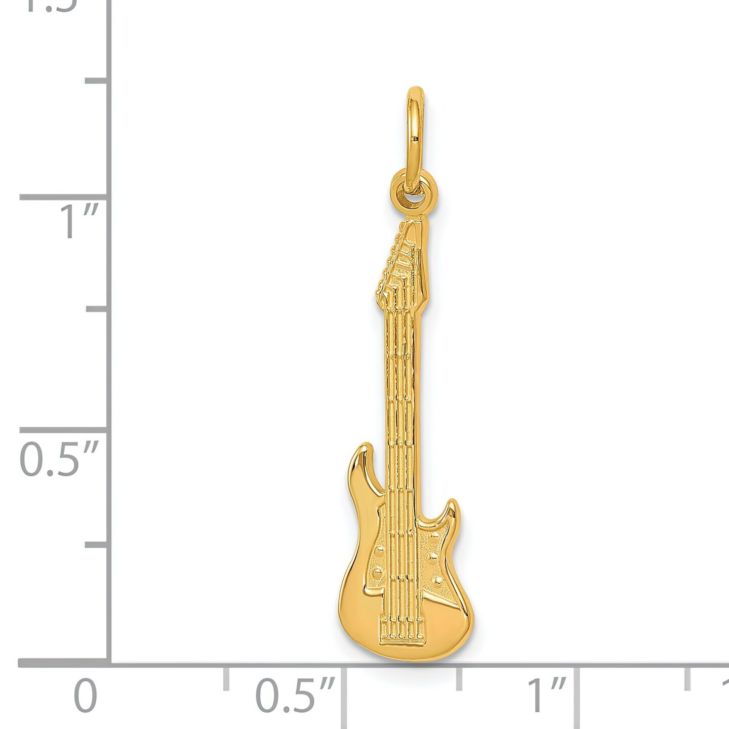 14K Gold Electric Guitar Charm Rock Music Pendant Jewerly 30mm x 8mm