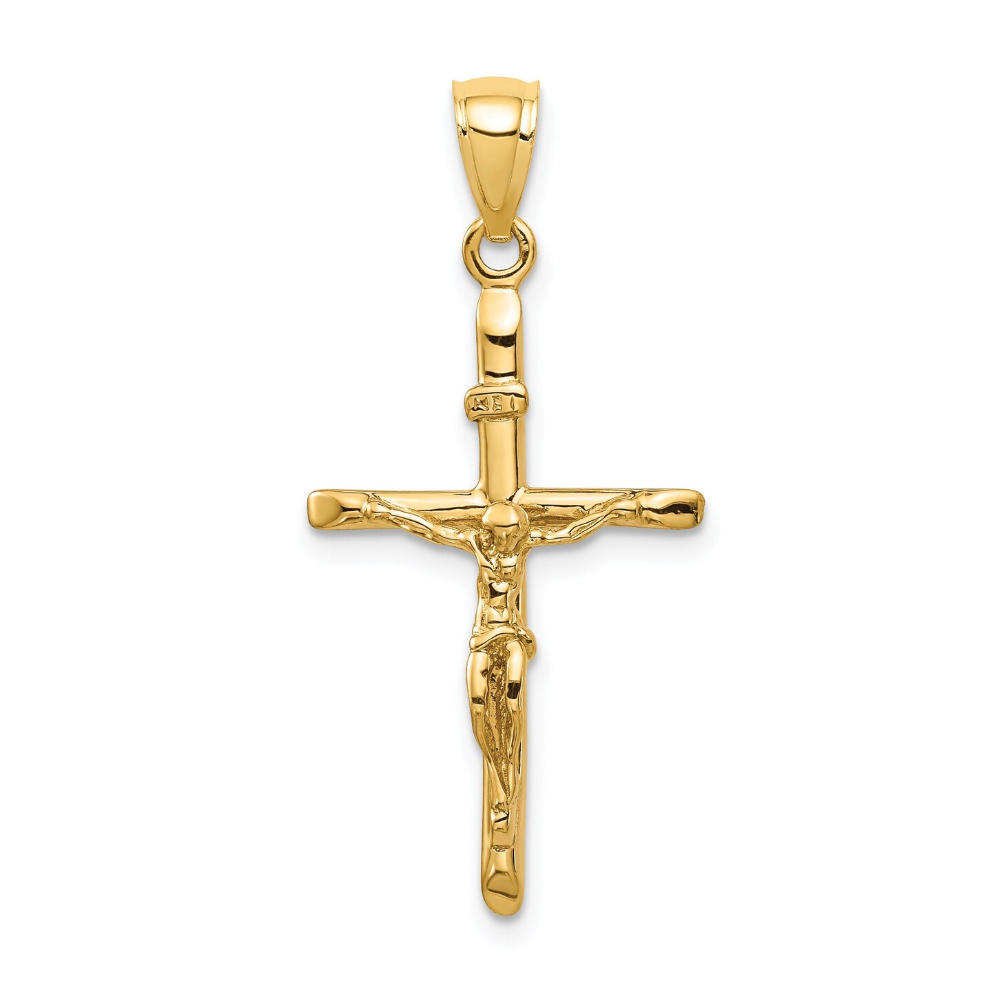 14K Yellow Gold Stick Style Crucifix Pendant Charm Jewerly 35mm x 17mm