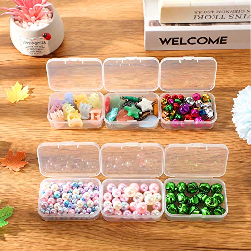 SATINIOR 24 Packs Small Clear Plastic Beads Storage Containers Box with  Hinged Lid for Storage of Small Items, Crafts