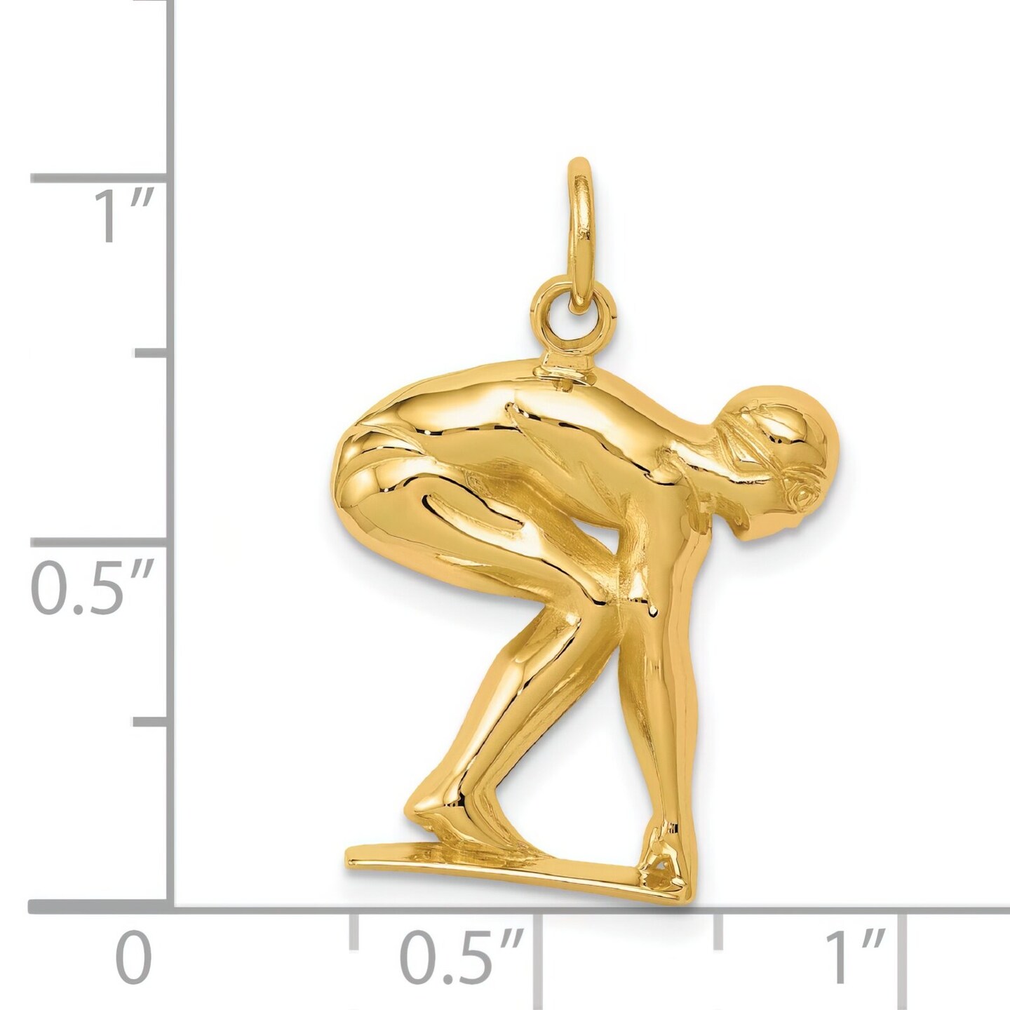 14K Gold Swimmer/Diver Charm Pendant Jewelry 26 x 18 mm