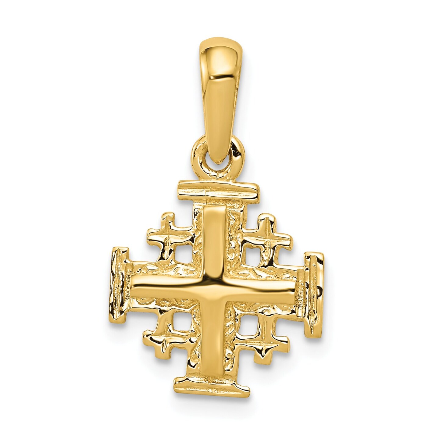 14K Yellow Gold Jerusalem Cross Pendant Jewelry 22.7mm x 13.2mm