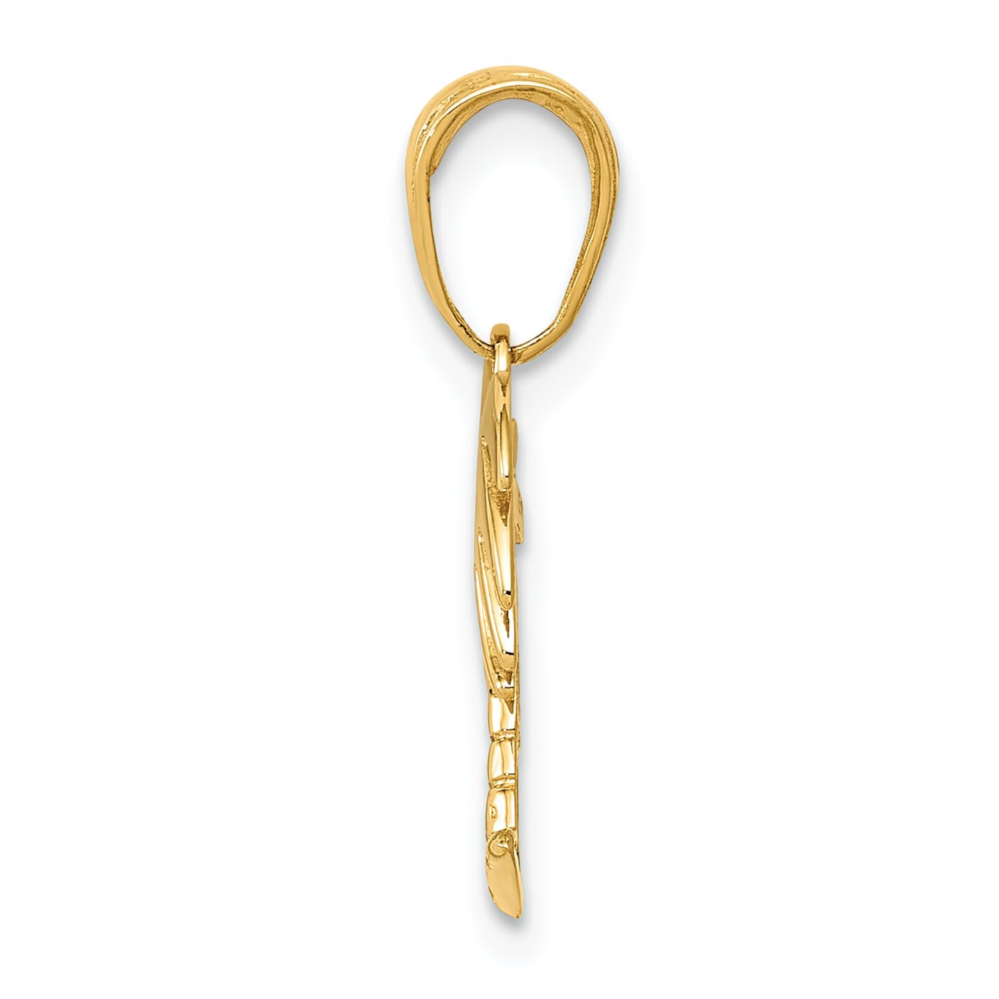 14K Gold Charleston Palm Tree With Moon Pendant Charm Jewelry 17 x 12.5 mm