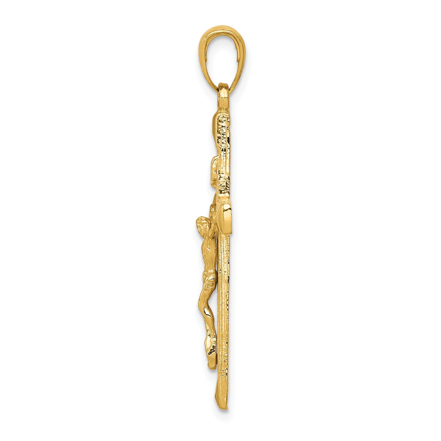 14K Gold Crucifix Pendant Charm Jewelry 38 x 20mm